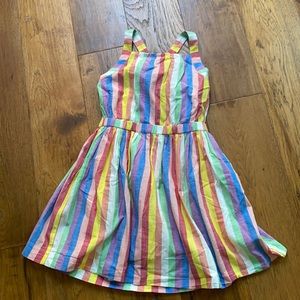 Girls Bow-Back Dress in Rainbow Stripe